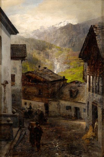 Oswald achenbach Bergdorf am Fub des Rigi oil painting picture